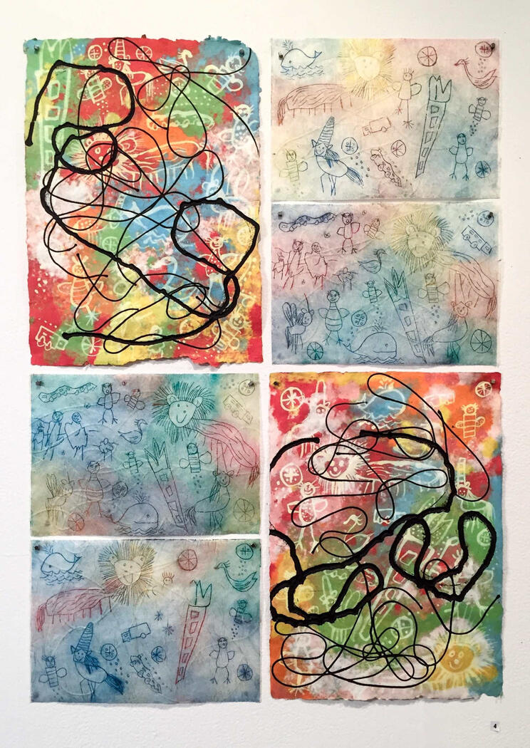 Remember Me, 6 October 2017, 594 w x 841 h mm, Relief Print (string), drypoint, embossing (String), Akua ink & bleach, homemade paper, Japanese Ginwashi paper ('Fledgling' / NCCA, Darwin)